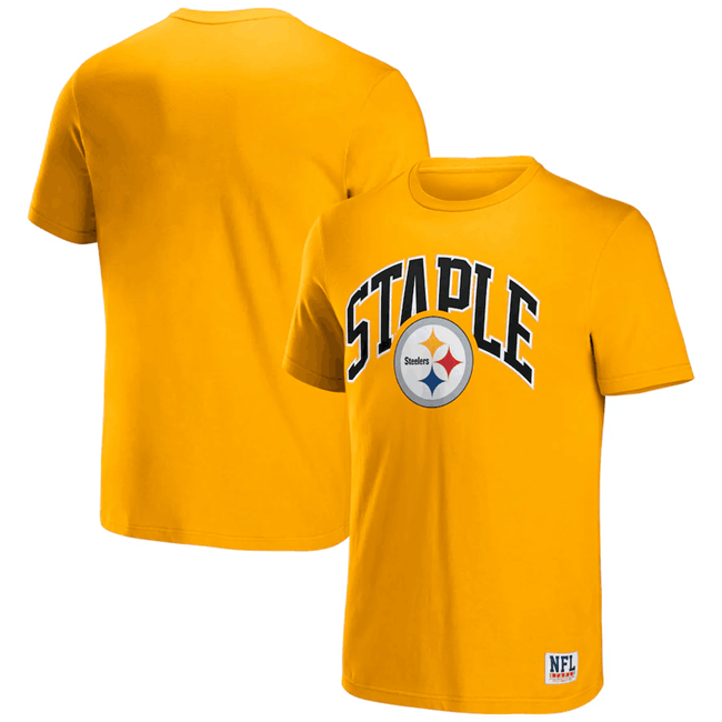 Men's Pittsburgh Steelers x Staple Gold Logo Lockup T-Shirt Men's Pittsburgh Steelers x Staple Gold Logo Lockup T-Shirt